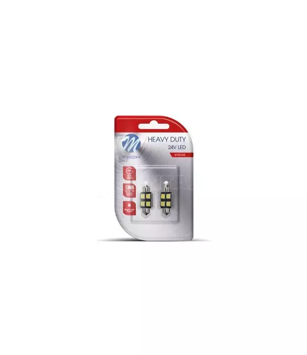 ΛΑΜΠΑΚΙΑ ΠΛΑΦΟΝΙΕΡΑΣ C5W 24V 0,24W SV8,5 36mm CAN-BUS 4xSMD5050 PREMIUM ΛΕΥΚΟ BLISTER 2ΤΕΜ M-TECH