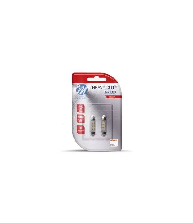 ΛΑΜΠΑΚΙΑ ΠΛΑΦΟΝΙΕΡΑΣ C5W 24V SV8,5 41mm OSRAM LED 6xSMD2835 ΛΕΥΚΟ HEAVY DUTY BLISTER 2ΤΕΜ. M-TECH