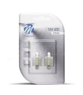 ΛΑΜΠΑΚΙΑ ΠΛΑΦΟΝΙΕΡΑΣ C5W/C10W 12V 1,44W SV8,5 41mm PREMIUM LED 9xSMD5050 ΛΕΥΚΟ BLISTER 2ΤΕΜ. M-TECH 