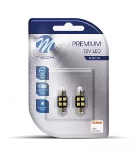 ΛΑΜΠΑΚΙΑ ΠΛΑΦΟΝΙΕΡΑΣ C5W/C10W 12V SV8.5 0,5W 31mm 4xSMD2835 LED OSRAM CAN-BUS ΛΕΥΚΟ 2ΤΕΜ. M-TECH 
