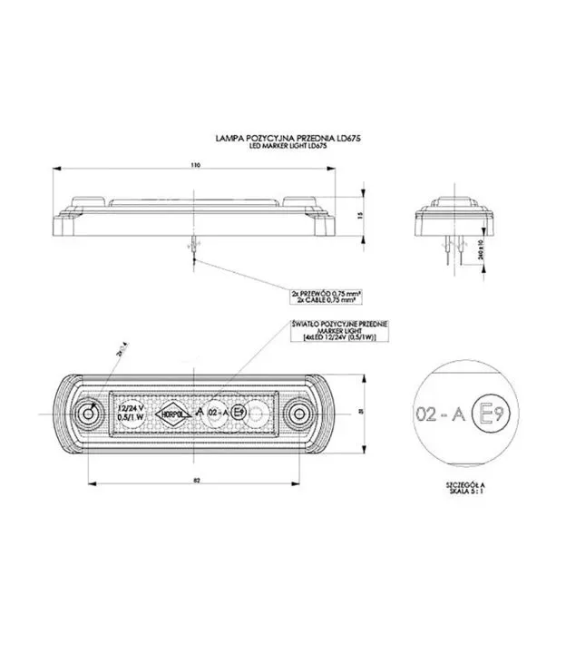 ΦΩΣ ΟΓΚΟΥ LD675 12/24V 4LED HORPOL ΛΕΥΚΟ (10,5 x 3 cm) -1ΤΕΜ.