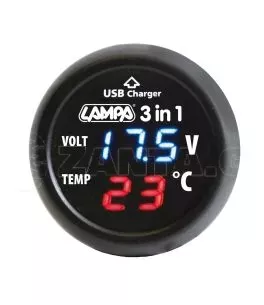 ΒΟΛΤΟΜΕΤΡΟ ΜΠΑΤΑΡΙΑΣ SMART-PLUG  3 in 1 12/24V 2,1A (ΜΕ ΘΕΡΜΟΜΕΤΡΟ ΚΑΙ ΘΥΡΑ USB) 