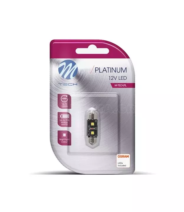 ΛΑΜΠΑΚΙΑ ΠΛΑΦΟΝΙΕΡΑΣ C5W 12V SV8.5 3,2W 420lm 41mm 2xHP LED OSRAM ΛΕΥΚΟ BLISTER 1ΤΕΜ. M-TECH