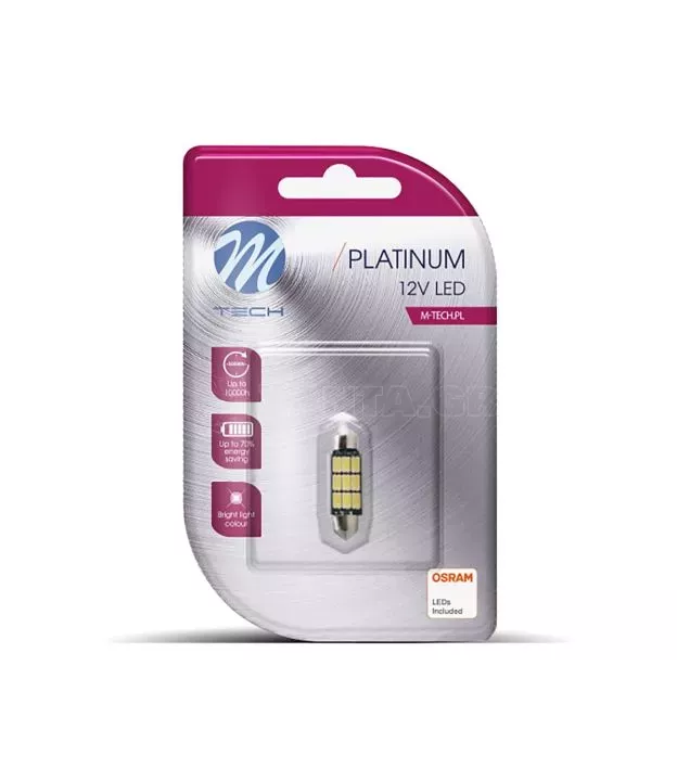 ΛΑΜΠΑΚΙΑ ΠΛΑΦΟΝΙΕΡΑΣ C5W 12V SV8.5 3,2W 450lm 36mm 9xSMD5630 LED OSRAM ΛΕΥΚΟ 1ΤΕΜ. M-TECH