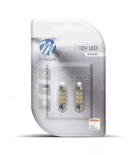 ΛΑΜΠΑΚΙΑ ΠΛΑΦΟΝΙΕΡΑΣ C5W 12V SV8.5 36mm 0,5W 6xSMD2835 LED OSRAM ΛΕΥΚΟ  BLISTER 2ΤΕΜ. M-TECH 
