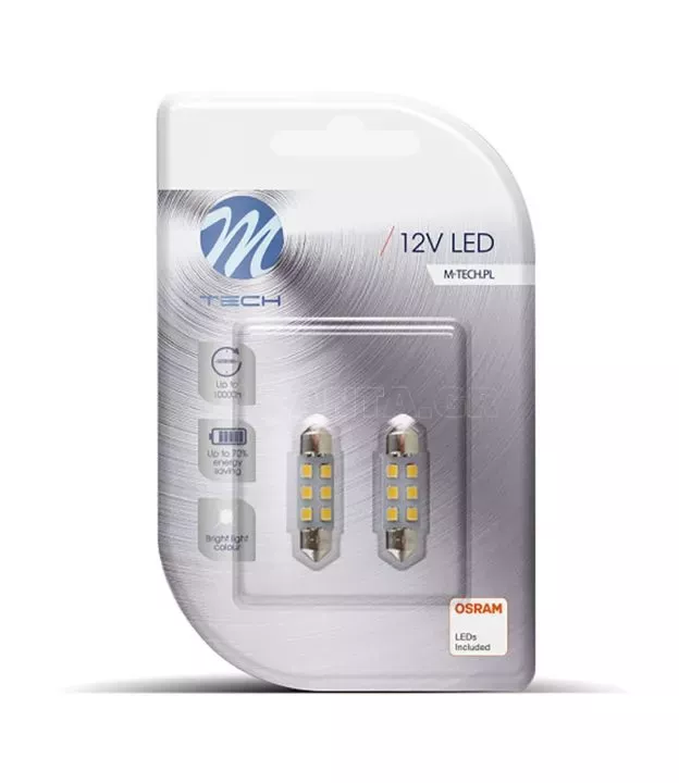 ΛΑΜΠΑΚΙΑ ΠΛΑΦΟΝΙΕΡΑΣ C5W 12V SV8.5 36mm 0,5W 6xSMD2835 LED OSRAM ΛΕΥΚΟ BLISTER 2ΤΕΜ. M-TECH