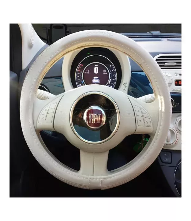 FIAT 500 ΚΑΛΥΜΜΑ ΤΙΜΟΝΙΟΥ ΜΠΕΖ ΓΙΑ FIAT 500 37-39cm 50% ΔΕΡΜΑ+50% ΒΑΜΒΑΚΕΡΟ