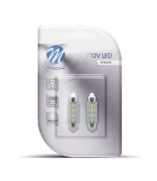 ΛΑΜΠΑΚΙΑ ΠΛΑΦΟΝΙΕΡΑΣ C5W/C10W 12V SV8.5 41mm 1,5W 12xSMD2835 LED OSRAM ΜΠΛΕ BLISTER 2ΤΕΜ. M-TECH