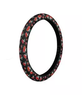 ΚΑΛΥΜΜΑ ΤΙΜΟΝΙΟΥ SKIN-COVER CHERRY-CILIEGE(ΚΕΡΑΣΙΑ) 38/40cm(M) ΜΑΥΡΟ ΕΛΑΣΤΙΚΟ ΠΟΛΥΕΣΤΕΡΙΚΟ 2mm ΠΑΧΟΣ 