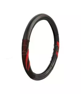 ΚΑΛΥΜΜΑ ΤΙΜΟΝΙΟΥ SUZUKA (M) 37/39cm ΔΕΡΜΑΤΙΝΗ ΜΑΥΡΟ/ΚΟΚΚΙΝΟ ΑΟΣΜΟ ECO-FRIENDLY 