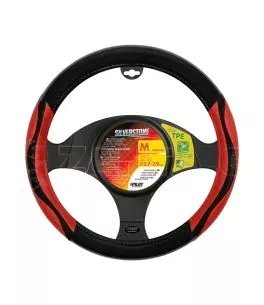 ΚΑΛΥΜΜΑ ΤΙΜΟΝΙΟΥ SILVERSTONE (M) 37/39 cm CARBON /ΜΑΥΡO-ΚΟΚΚΙΝΟ ΔΕΡΜΑΤΙΝΗ ΑΟΣΜΟ ECO-FRIENDLY 