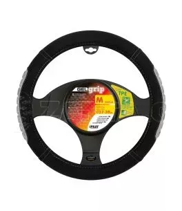 ΚΑΛΥΜΜΑ ΤΙΜΟΝΙΟΥ GEL GRIP (M) 37/39cm ΜΙΚΡΟΙΝΕΣ/ΤΖΕΛ ΜΑΥΡΟ/ΓΚΡΙ ΑΟΣΜΟ ECO-FRIENDLY 