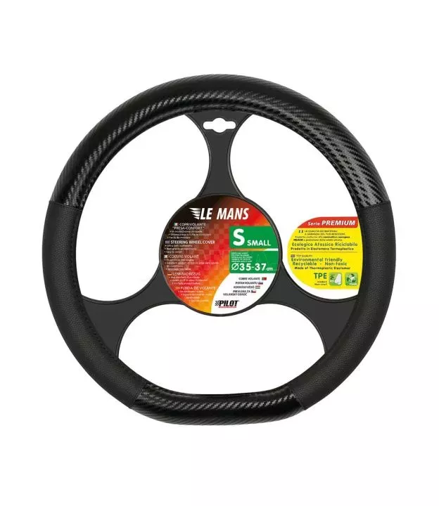 ΚΑΛΥΜΜΑ ΤΙΜΟΝΙΟΥ LE MANS (S) 35/37cm ΔΕΡΜΑΤΙΝΗ ΜΑΥΡΟ/CARBON ΑΟΣΜΟ ECO-FRIENDLY (ΚΟΦΤΟ ΤΙΜΟΝΙ)