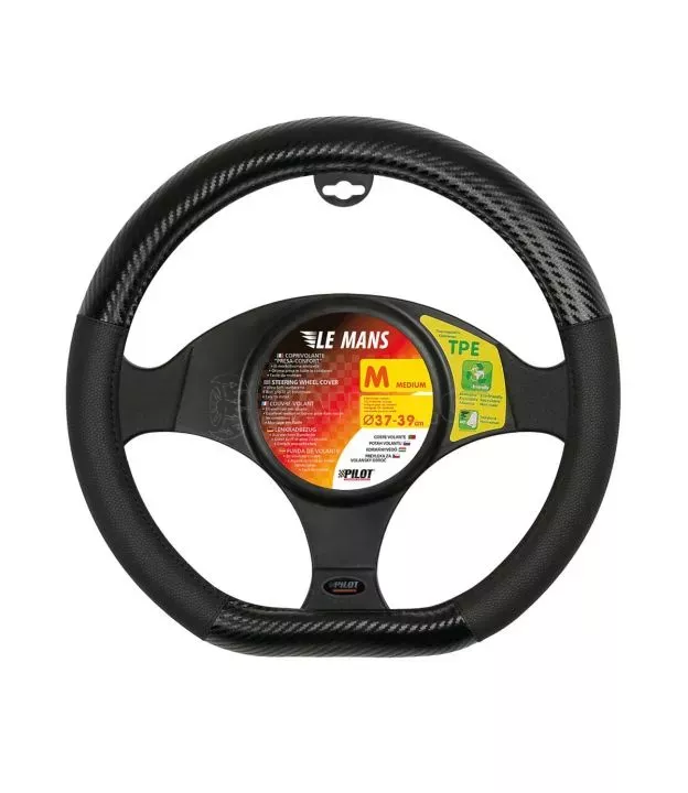 ΚΑΛΥΜΜΑ ΤΙΜΟΝΙΟΥ LE MANS (M) 37/39cm ΔΕΡΜΑΤΙΝΗ ΜΑΥΡΟ/ CARBON ΑΟΣΜΟ ECO-FRIENDLY (ΚΟΦΤΟ ΤΙΜΟΝΙ)