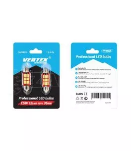 ΛΑΜΠΑΚΙΑ ΠΛΑΦΟΝΙΕΡΑΣ 36mm 12/24V 2,9W 5600K 12LED CANBUS FESTOON (ΛΕΥΚΟ) AMiO - 2 ΤΕΜ. 