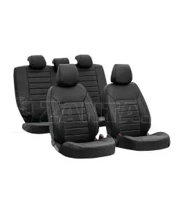 ΚΑΛΥΜΜΑΤΑ ΚΑΘΙΣΜΑΤΩΝ LUXURY LEATHERETTE ΔΕΡΜΑΤΙΝΗ ΑΦΡΩΔΕΣ ΜΑΥΡΟ -4 ΤΕΜ 