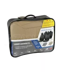 ΚΑΛΥΜΜΑΤΑ ΚΑΘΙΣΜΑΤΩΝ LUXURY LEATHERETTE ΔΕΡΜΑΤΙΝΗ ΑΦΡΩΔΕΣ ΜΠΕΖ - 4 ΤΕΜ. 