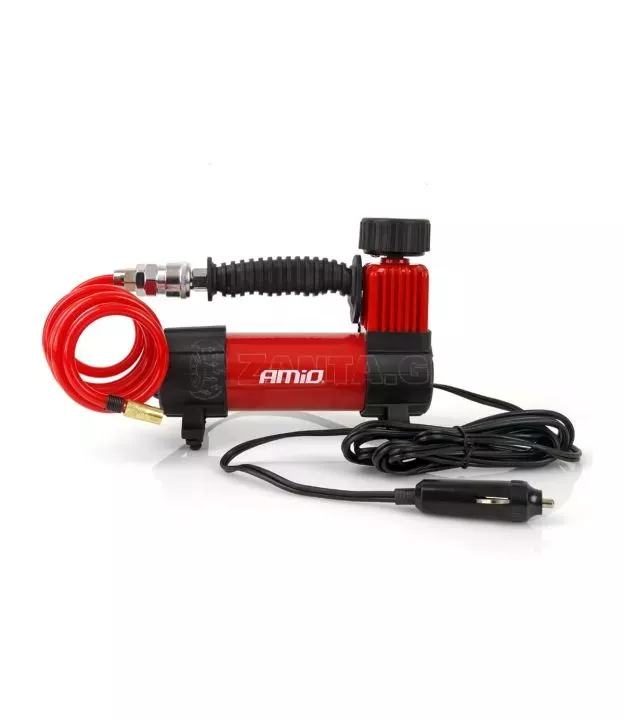 ΚΟΜΠΡΕΣΕΡ ΑΕΡΑ ΕΛΑΣΤΙΚΩΝ ΜΕΤΑΛΛΙΚΟ ACOMP-05 12V 100psi 7bar 28l/min ΜΕ ΦΙΣ ΑΝΑΠΤΗΡΑ ΚΑΙΚΑΛΩΔΙΟ 300cm AMiO - 1 ΤΕΜ.