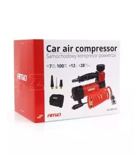 ΚΟΜΠΡΕΣΕΡ ΑΕΡΑ ΕΛΑΣΤΙΚΩΝ ΜΕΤΑΛΛΙΚΟ ACOMP-05 12V 100psi 7bar 28l/min ΜΕ ΦΙΣ ΑΝΑΠΤΗΡΑ ΚΑΙΚΑΛΩΔΙΟ 300cm AMiO - 1 ΤΕΜ. 