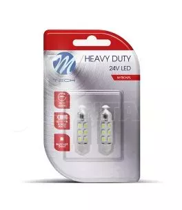 ΛΑΜΠΑΚΙΑ ΠΛΑΦΟΝΙΕΡΑΣ C5W 24V 0,24W SV8,5 36mm LED 6xSMD3528 ΜΠΛΕ BLISTER 2ΤΕΜ. M-TECH 