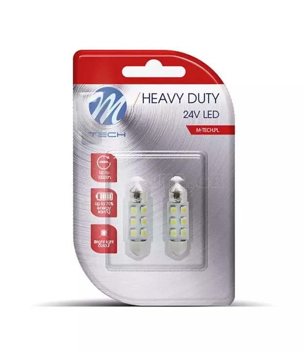 ΛΑΜΠΑΚΙΑ ΠΛΑΦΟΝΙΕΡΑΣ C5W 24V 0,24W SV8,5 36mm LED 6xSMD3528 ΜΠΛΕ BLISTER 2ΤΕΜ. M-TECH