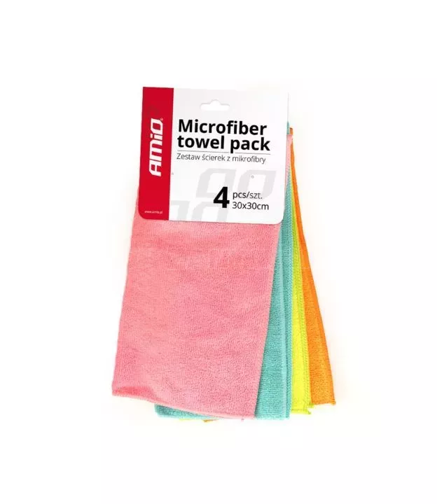 ΠΑΝΙΑ ΓΥΑΛΙΣΜΑΤΟΣ ΜΕ ΜΙΚΡΟΙΝΕΣ (MICROFIBER) CWASH-02 30x30cm (ΧΡΩΜΑΤΙΣΤΑ) AMiO - 4 ΤΕΜ.