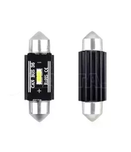 ΛΑΜΠΑΚΙΑ ΠΛΑΦΟΝΙΕΡΑΣ 36mm 12/24V 3,1W 5600K 1LED ULTRA BRIGHT CAN-BUS FESTOON (ΛΕΥΚΟ) AMiO - 2 ΤΕΜ. 