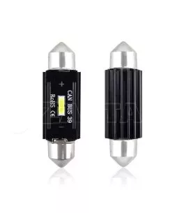 ΛΑΜΠΑΚΙΑ ΠΛΑΦΟΝΙΕΡΑΣ 39mm 12/24V 3,1W 5600K 1LED ULTRA BRIGHT CAN-BUS FESTOON (ΛΕΥΚΟ) AMiO - 2 ΤΕΜ. 
