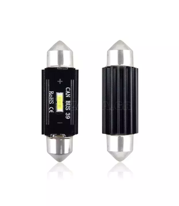 ΛΑΜΠΑΚΙΑ ΠΛΑΦΟΝΙΕΡΑΣ 39mm 12/24V 3,1W 5600K 1LED ULTRA BRIGHT CAN-BUS FESTOON (ΛΕΥΚΟ) AMiO - 2 ΤΕΜ.