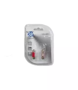 ΛΑΜΠΑΚΙΑ ΠΛΑΦΟΝΙΕΡΑΣ C5W/C10W 12V 0,49W SV8,5 31mm LED 4xFlux 3mm ΚΟΚΚΙΝΟ BLISTER 2ΤΕΜ. M-TECH 
