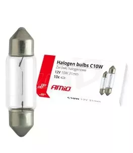 ΛΑΜΠΑΚΙΑ ΠΛΑΦΟΝΙΕΡΑΣ C10W 12V 10W 31mm ΑΛΟΓΟΝΟΥ ΚΟΥΤΙ ΑΜΙΟ- 10 ΤΕΜ. 