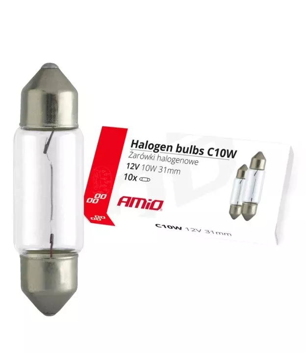 ΛΑΜΠΑΚΙΑ ΠΛΑΦΟΝΙΕΡΑΣ C10W 12V 10W 31mm ΑΛΟΓΟΝΟΥ ΚΟΥΤΙ ΑΜΙΟ- 10 ΤΕΜ.