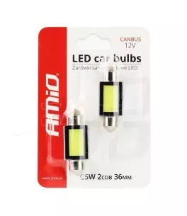 ΛΑΜΠΑΚΙΑ ΠΛΑΦΟΝΙΕΡΑΣ 36mm 12V 5.600K COB LED CAN-BUS AMIO - 2 ΤΕΜ.