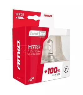 H7 12V 55W PX26d LUMITEC SILVER ΑΛΟΓΟΝΟΥ +100% UP TO 25m AMIO - 2 ΤΕΜ. 