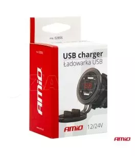 ΠΡΙΖΑ ΦΟΡΤΙΣΗΣ ΜΕ 2 ΘΥΡΕΣ USB ΨΗΦΙΑΚΟ ΒΟΛΤΟΜΕΤΡΟ ΜΕ ΚΑΠΑΚΙ ΜΑΥΡΗ 12/24V 5V 3.1A MOD-6 AMIO -1 ΤΕΜ. 
