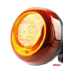 ΦΑΡΟΣ ΠΕΡΙΣΤΡΕΦΟΜΕΝΟΣ LED MINI 12/24V 18SMD ΕΛΑΣΤΙΚΟΣ ΒΙΔΩΤΟΣ ΠΟΡΤΟΚΑΛΙ 138x86mm AMIO -1 ΤΕΜ. 