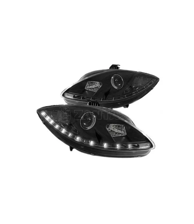Μπροστινά Φανάρια Set Για Seat Leon 1P 05-09 DRL Μαύρα H1/H1 Sonar