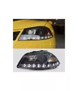 Μπροστινά Φανάρια Set Για Seat Ibiza 6L 02-08 DRL Μαύρα H1/H1 Sonar 
