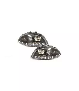 Μπροστινά Φανάρια Set Για Seat Ibiza 6L 02-08 DRL Μαύρα H1/H1 Sonar 
