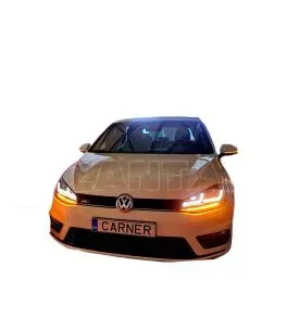 Μπροστινά Φανάρια Set Για Vw Golf VII (7) 12-17 DRL Full Led Halogen Version Black LEDHL103-BK Osram Ledriving 