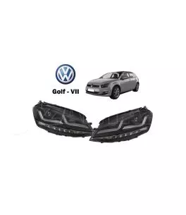 Μπροστινά Φανάρια Set Για Vw Golf VII (7) 12-17 DRL Full Led Halogen Version Black LEDHL103-BK Osram Ledriving 