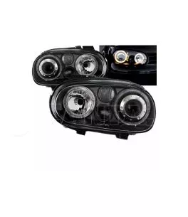 Μπροστινά Φανάρια Set Για Vw Golf IV (4) 97-03 Angel Eyes Μαύρα H7/H7/H3 Depo 