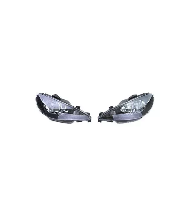 Μπροστινά Φανάρια Set Για Peugeot 206 98-13 Μαύρα Η7/Η7 Depo