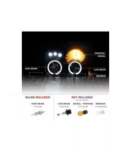 Μπροστινά Φανάρια Set Για Jeep Grand Cherokee 05-08 WK Angel Eyes & Led Μαύρα HB4/H1 Manual Sonar 