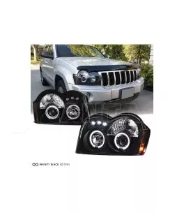 Μπροστινά Φανάρια Set Για Jeep Grand Cherokee 05-08 WK Angel Eyes & Led Μαύρα HB4/H1 Manual Sonar 