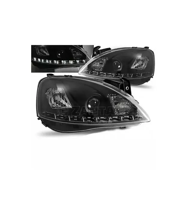 Μπροστινά Φανάρια Set Για Opel Corsa C 00-06 DRL Μαύρα H1/H1 Sonar