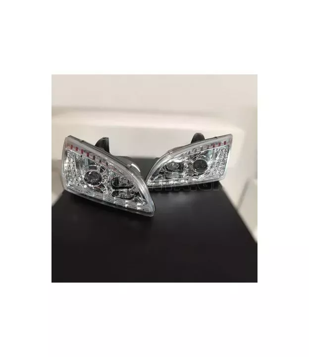 Μπροστινά Φανάρια Set Για Ford Focus 04-08 DRL & Led Φλας Χρωμίου H1/H1 JunYan