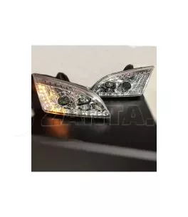 Μπροστινά Φανάρια Set Για Ford Focus 04-08 DRL & Led Φλας Χρωμίου H1/H1 JunYan 