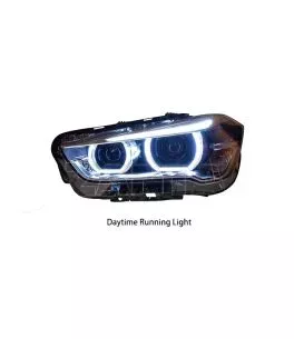 Μπροστινά Φανάρια Set Για Bmw X1 F48 15+ Angel Eyes Full Led Upgrade Μαύρα Με Μοτέρ 