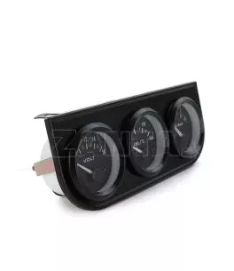 Σετ Οργάνων Αυτοκινήτου Oldtimer Retro Black 52mm 4 Τεμαχίων Volt / Oil Temp / Oil Press / Βάση Ταμπλό Τριπλή 